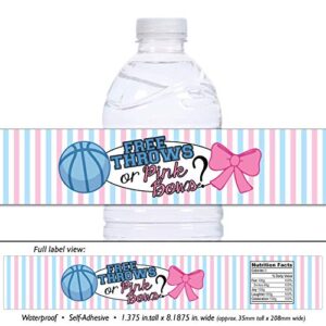 21 Free Throws or Pink Bows Waterproof Self-Adhesive Water Bottle Labels - Basketball