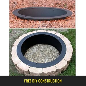 VBENLEM Fire Pit Ring 36-Inch Outer/30-Inch Inner Diameter, 10inch Height Fire Pit Insert 2.5mm Thick Heavy Duty Solid Steel, Fire Pit Liner DIY Campfire Ring Above or In-Ground for Outdoor