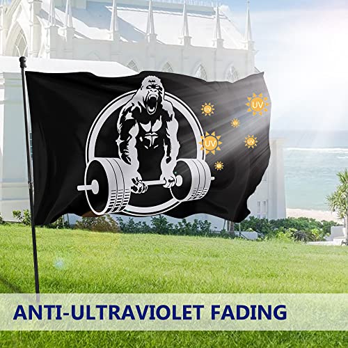 3x5 Ft Polyester Flag Gorilla Weightlifting Home Gym Decor Flags And Banners - Decor Fitness Workout Flag For Room Decoration, Bedroom, Outdoor, Parties, Garden, Garage, House 3 X 5 Ft