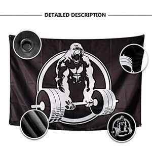 3x5 Ft Polyester Flag Gorilla Weightlifting Home Gym Decor Flags And Banners - Decor Fitness Workout Flag For Room Decoration, Bedroom, Outdoor, Parties, Garden, Garage, House 3 X 5 Ft