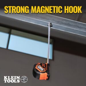 Klein Tools 9225 Tape Measure, Heavy-Duty Measuring Tape with 25-Foot Double-Hook Double-Sided Nylon Reinforced Blade, with Metal Belt Clip