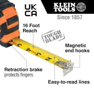 Klein Tools 9225 Tape Measure, Heavy-Duty Measuring Tape with 25-Foot Double-Hook Double-Sided Nylon Reinforced Blade, with Metal Belt Clip