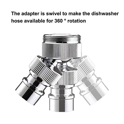 Dishwasher Faucet Adapter, Dishwasher Snap Adapter, 55/64-27 Thread with Small Diameter Nipple, Chrome Plated, Brass