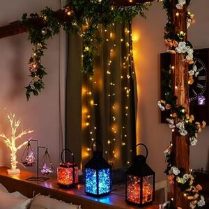 Homemory 2 Pack Color Changing Fairy Lights Battery Operated, 20Ft 60LEDs RGB Fairy String Twinkle Lights with Remote, Waterproof Silver Wire for Halloween Decor-13 Colors