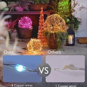 Homemory 2 Pack Color Changing Fairy Lights Battery Operated, 20Ft 60LEDs RGB Fairy String Twinkle Lights with Remote, Waterproof Silver Wire for Halloween Decor-13 Colors