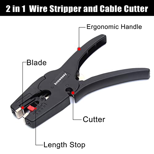 Wire Stripper, knoweasy Wire Stripper Tool with Cutter and 2 in 1 Wire Stripping Tool Works for Electronic,Electric,Automotive from 32 to 7 AWG