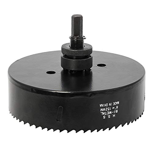 6 Inch 152mm Hole Saw Blade for 1/2" Electric Drills, with Hex Shank Arbor,HSS Bi-Metal Holesaw Drill Bits Cut Smooth and Fast in Wood,Plastic, Drywall, Thin Metal