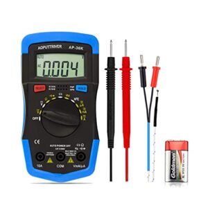 digital multimeter ap-36k 4000 counts multimeter for voltmeter ammeter ohmmeter with test leads data hold and backlight lcd for dc/ac resistance diodes transistor buzzer continuity