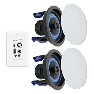 herdio 4 inch bluetooth ceiling speakers (pairs) 160w flush mount in wall amplifier receiver perfect for indoor home & covered outdoor porch