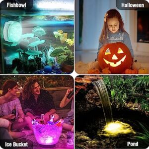 Qoolife Rechargeable Submersible Pool Lights with Remote, Waterproof Underwater Charging Battery Operated Controlled 25 Color Changing LED with Magnet Floating Lights Pool Pond Decoration (2 Pack)