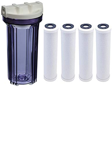 CFS COMPLETE FILTRATION SERVICES EST.2006 Compatible to Flow Pure RV Water Filter Housing 10inches Replacement Filter Housing with 4 Carbon Filters