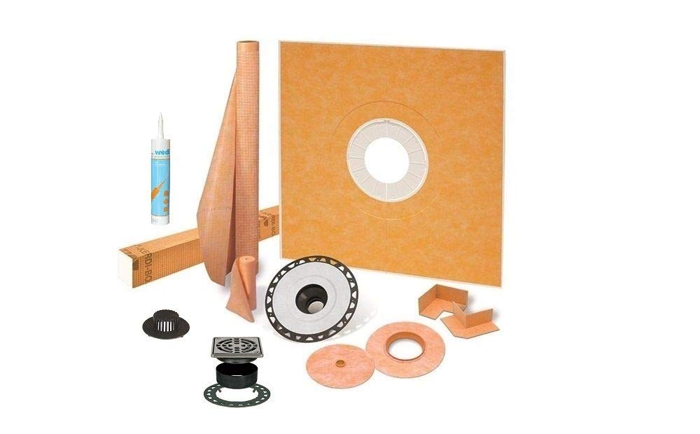 Schluter Kerdi Shower Kit 38"x38" with ABS Stainless Steel Drain KSK965ABSE with Joint Sealant