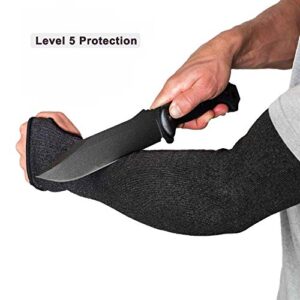 CAWANFLY Protective Arm Sleeves, Level 5 Protection Cut Resistant Sleeve with Thumb Hole (Black)