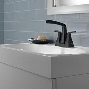 Delta Faucet Vesna Matte Black Bathroom Faucet, Centerset Bathroom Faucet, Drain Assembly, Worry-Free Drain Catch, Matte Black 25789LF-BL