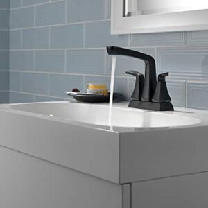 Delta Faucet Vesna Matte Black Bathroom Faucet, Centerset Bathroom Faucet, Drain Assembly, Worry-Free Drain Catch, Matte Black 25789LF-BL