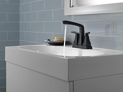 Delta Faucet Vesna Matte Black Bathroom Faucet, Centerset Bathroom Faucet, Drain Assembly, Worry-Free Drain Catch, Matte Black 25789LF-BL