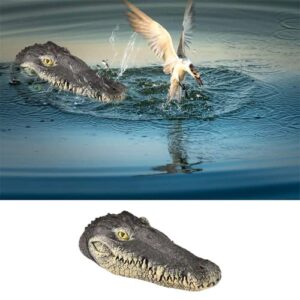geniff floating alligator head, pool accessories float alligator for koi pond decoration and protection to scare heron away