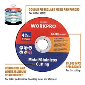 WORKPRO 20-Pack Cut-Off Wheels, 4-1/2 x 7/8-inch Metal&Stainless Steel Cutting Wheel, Thin Metal Cutting Disc for Angle Grinder