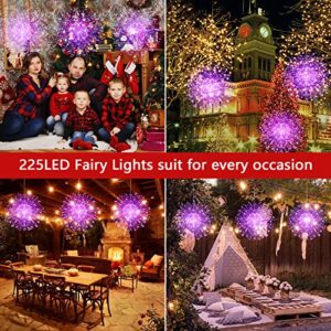 Fairy Lights Battery Operated Wire Lights,225 LED DIY 8 Modes Dimmable Lights with Remote Control, Waterproof Decorative Hanging Starburst Lights for Christmas, Home, Patio, Indoor Outdoor Decoration