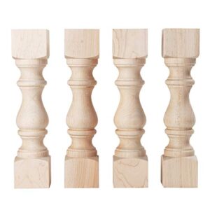 carolina leg co. maple monastery bench legs - replacement coffee table legs - unfinished - set of 4 - made in nc - dimensions: 3.5" x 16"