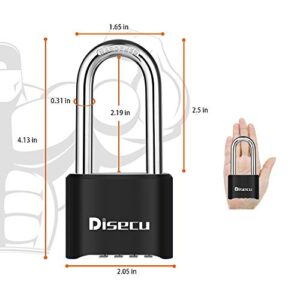 Disecu Heavy Duty 4 Digit Combination Lock 2.5 Inch Long Shackle Outdoor Waterproof Padlock for School Gym Locker, Gate, Hasp Storage, Toolbox, Fence, Case, Bike (Black, 2 Pack)