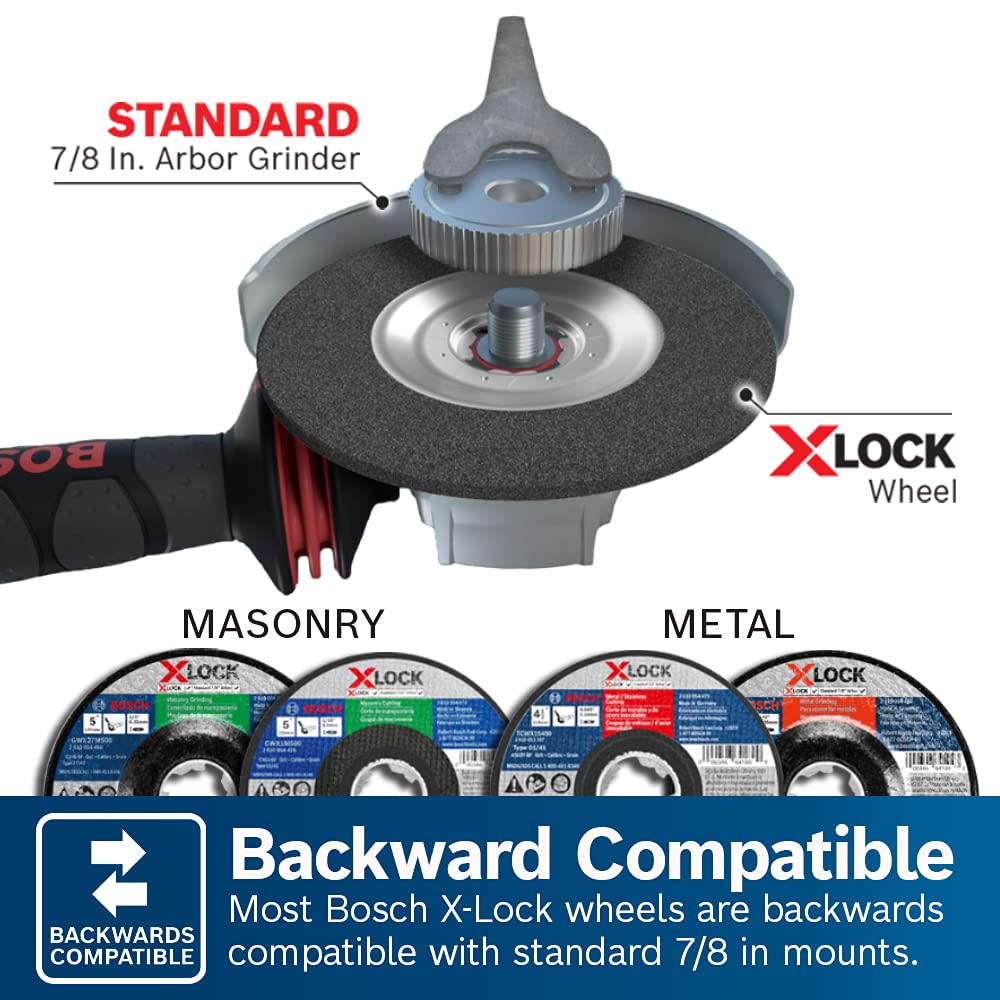 BOSCH GWX27LM450 4-1/2 In. x 1/4 In. X-LOCK Metal Grinding Abrasive Wheel 30 Grit Compatible with 7/8 In. Arbor Type 27 for Applications in Metal Grinding