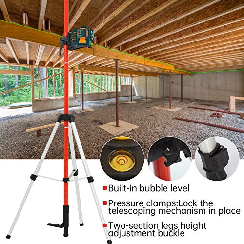 Telescoping Pole, Telescoping Laser Level Support Pole with Tripod and Mount for Lasers Level of Rotary and Line Lasers
