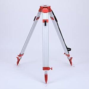 Surveying Tripod, Aluminum Survey Tripod with 5/8-Inch 11-Threaded Flat Head Quick Clamp for Auto Level