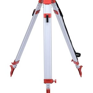 Surveying Tripod, Aluminum Survey Tripod with 5/8-Inch 11-Threaded Flat Head Quick Clamp for Auto Level