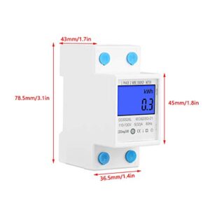 Energy Meter, Small 5 32A 110 130V 60Hz DDS528L LCD Backlight Single Phase Energy KWh Meter 35mm DIN Rail Mounting