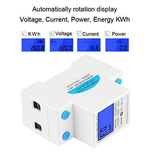 Energy Meter, Small 5 32A 110 130V 60Hz DDS528L LCD Backlight Single Phase Energy KWh Meter 35mm DIN Rail Mounting