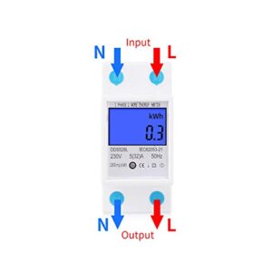 Energy Meter, Small 5 32A 110 130V 60Hz DDS528L LCD Backlight Single Phase Energy KWh Meter 35mm DIN Rail Mounting