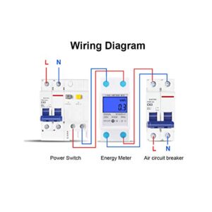 Energy Meter, Small 5 32A 110 130V 60Hz DDS528L LCD Backlight Single Phase Energy KWh Meter 35mm DIN Rail Mounting