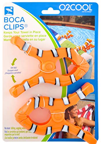 O2COOL Bocaclips - Beach Towel Clips For Beach Chairs, Patio And Pool Accessories - (Clown Fish/Turtle) 4 Count