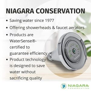 Niagara Conservation N3912CH Earth Luxe 3-Spray with 1.25 GPM 3.35-in. Wall Mount Adjustable Fixed Shower Head in Chrome, 1-Pack | Bathroom Shower Head Sprayer with Pressure Compensation