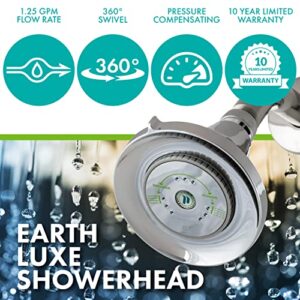 Niagara Conservation N3912CH Earth Luxe 3-Spray with 1.25 GPM 3.35-in. Wall Mount Adjustable Fixed Shower Head in Chrome, 1-Pack | Bathroom Shower Head Sprayer with Pressure Compensation