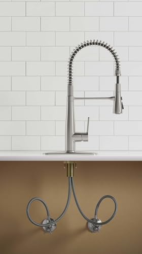 KOHLER K-REC22745-SD-2MB Semi-Professional Kitchen Faucet with Soap Dispenser, Vibrant Brushed Moderne Brass