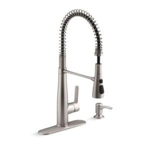 KOHLER K-REC22745-SD-2MB Semi-Professional Kitchen Faucet with Soap Dispenser, Vibrant Brushed Moderne Brass