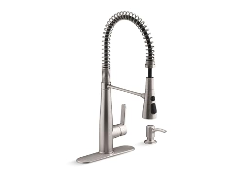 KOHLER K-REC22745-SD-2MB Semi-Professional Kitchen Faucet with Soap Dispenser, Vibrant Brushed Moderne Brass