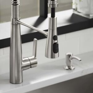 KOHLER K-REC22745-SD-2MB Semi-Professional Kitchen Faucet with Soap Dispenser, Vibrant Brushed Moderne Brass