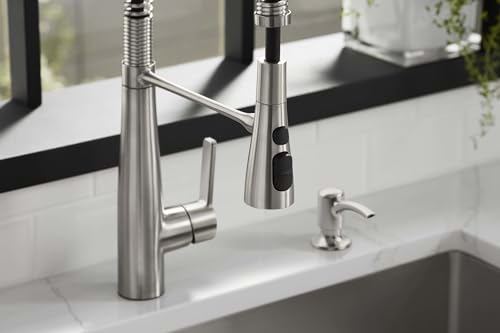 KOHLER K-REC22745-SD-2MB Semi-Professional Kitchen Faucet with Soap Dispenser, Vibrant Brushed Moderne Brass