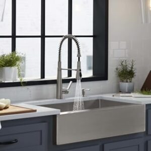 KOHLER K-REC22745-SD-2MB Semi-Professional Kitchen Faucet with Soap Dispenser, Vibrant Brushed Moderne Brass