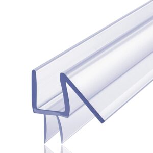 butecare premium frameless shower door bottom seal strip - glass door side seal sweep (3/8” x 39”, clear vinyl)