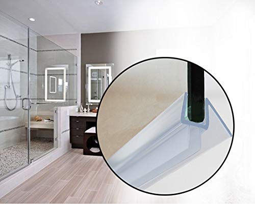 Butecare Premium Frameless Shower Door Bottom Seal Strip - Glass Door Side Seal Sweep (3/8” x 39”, Clear Vinyl)