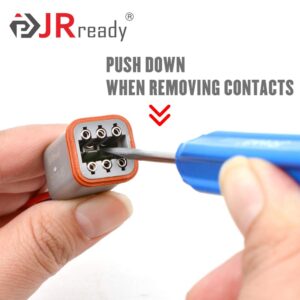 JRready DT series Solid contacts Pin removal tool DRK-RT1, Deutsch Connector Removal Tool, 90 Degree Hook+ Standard Flat Head Screw Driver, suitable for DT, DTM, DTV, DRB, DRCP and STRIKE connectors