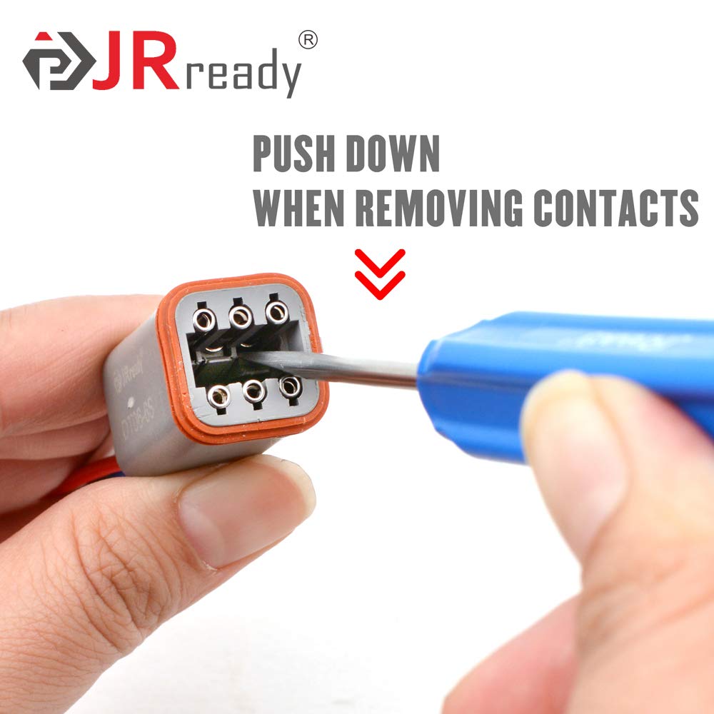 JRready DT series Solid contacts Pin removal tool DRK-RT1, Deutsch Connector Removal Tool, 90 Degree Hook+ Standard Flat Head Screw Driver, suitable for DT, DTM, DTV, DRB, DRCP and STRIKE connectors