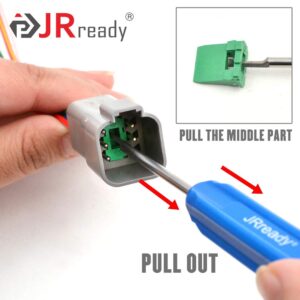 JRready DT series Solid contacts Pin removal tool DRK-RT1, Deutsch Connector Removal Tool, 90 Degree Hook+ Standard Flat Head Screw Driver, suitable for DT, DTM, DTV, DRB, DRCP and STRIKE connectors