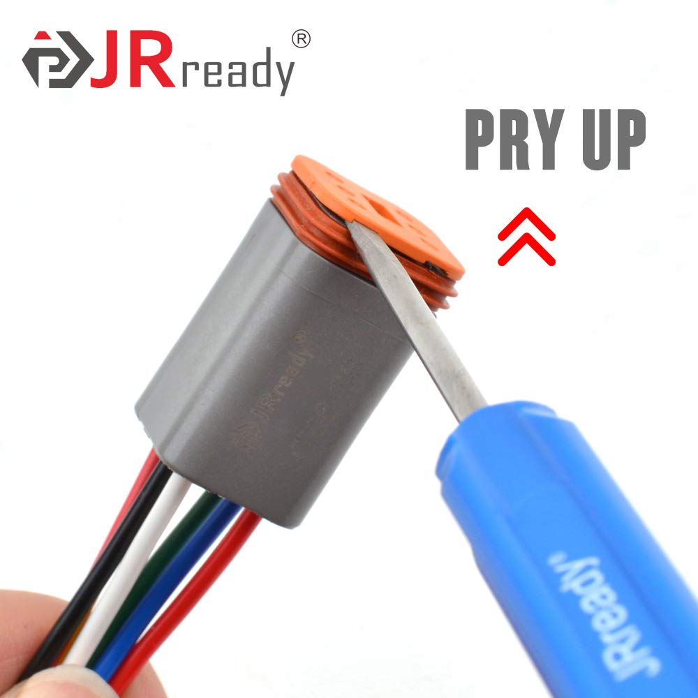 JRready DT series Solid contacts Pin removal tool DRK-RT1, Deutsch Connector Removal Tool, 90 Degree Hook+ Standard Flat Head Screw Driver, suitable for DT, DTM, DTV, DRB, DRCP and STRIKE connectors