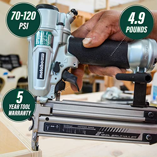 Metabo HPT Pro Finish Nailer, 16-Gauge, Pneumatic, Accepts 1-1/2-Inch to 2-1/2-Inch Straight Finish Nails, High Grade Aluminum and Steel Magazine, (NT65A5)