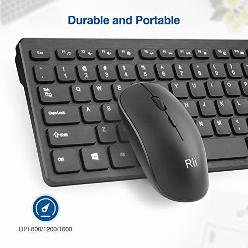 Wireless Keyboard and Mouse Combo - Rii Standard Office for Windows/Android TV Box/Raspberry Pi/PC/Laptop/PS3/4 (1PACK)